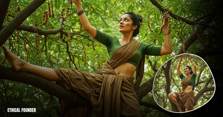 Gemini AI prompt for tamarind tree climbing adventure with forest lighting by Ethical Founder Team