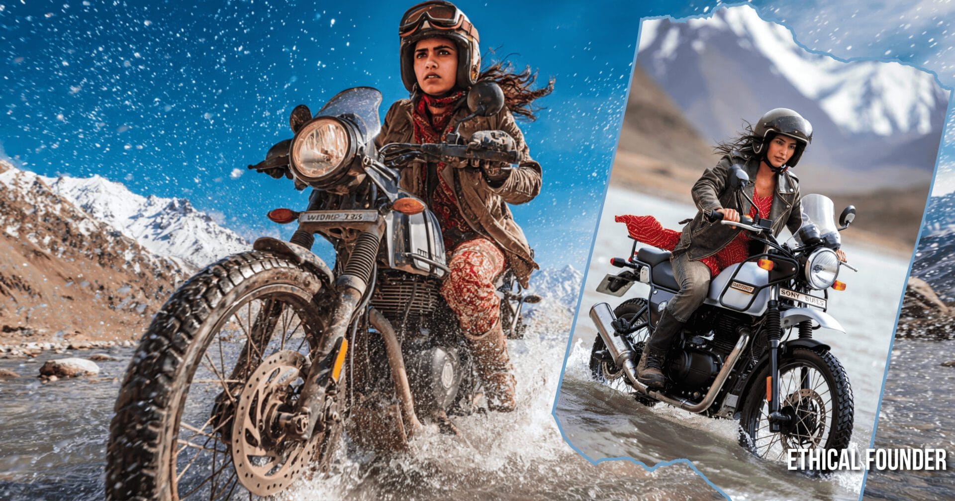 Grok Image Prompts, Grok Grok Image Prompt for free from Ethical AI Founders, Image prompts for free, Image Generation Tools India, Ethical Founders Prompts. Indian women Bike Rider Image Generation Prompt