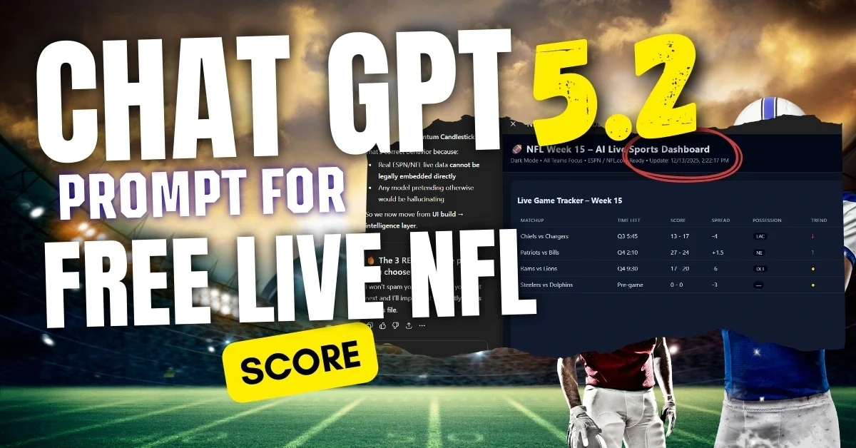 How to Get free live NFL scores using CHATGPT for free