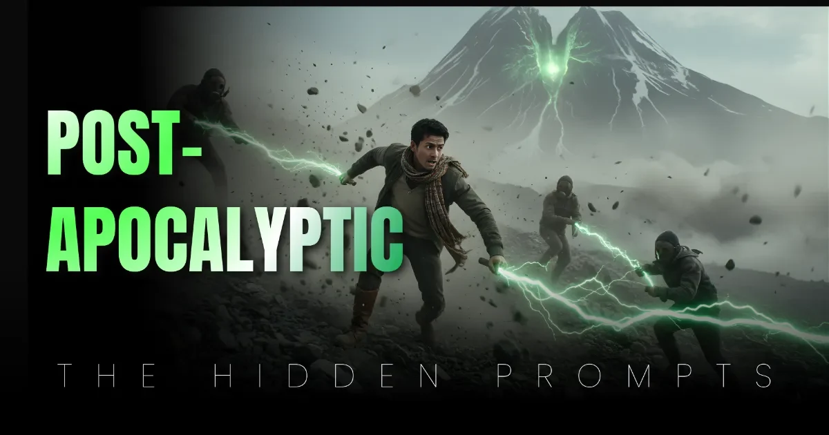 Cinematic Post-Apocalyptic Boy Prompts for Google Gemini Image of Young Man Scrambling from Avalanche in Himalayas