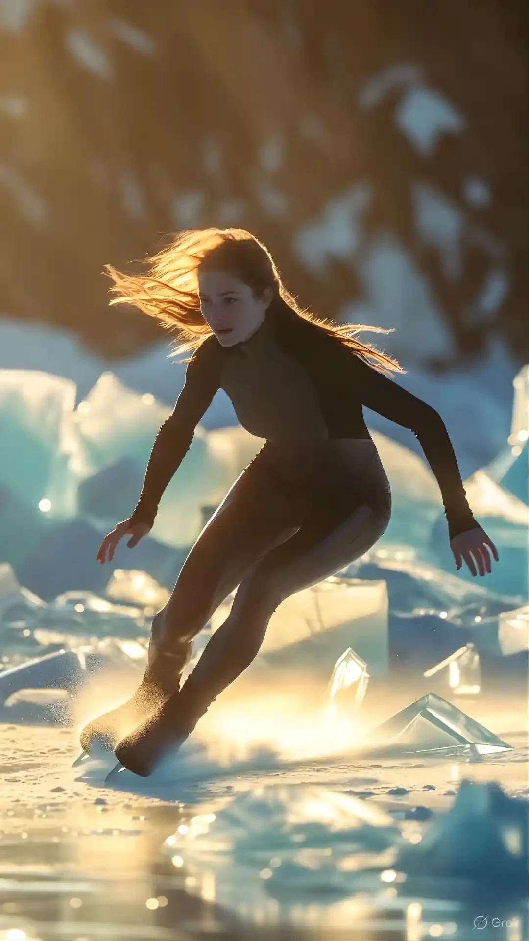 Copy paste Google Gemini AI Photo Editing prompts result: a snowball toss with visible frozen water droplets, demonstrating professional high speed photography effects.