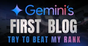 Gemini Ultimate SEO Blog crushing competitors in a dramatic, futuristic display