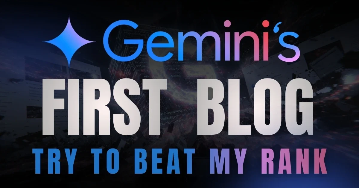 Gemini Ultimate SEO Blog crushing competitors in a dramatic, futuristic display