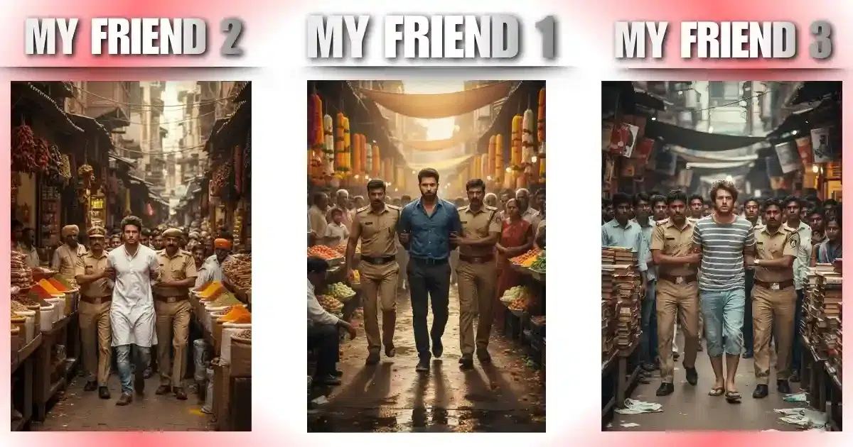 Trending AI photo editing prompts for men in India: a photorealistic Indian man police escort prompt through Kerala's Kochi fish market in the moody morning fog.