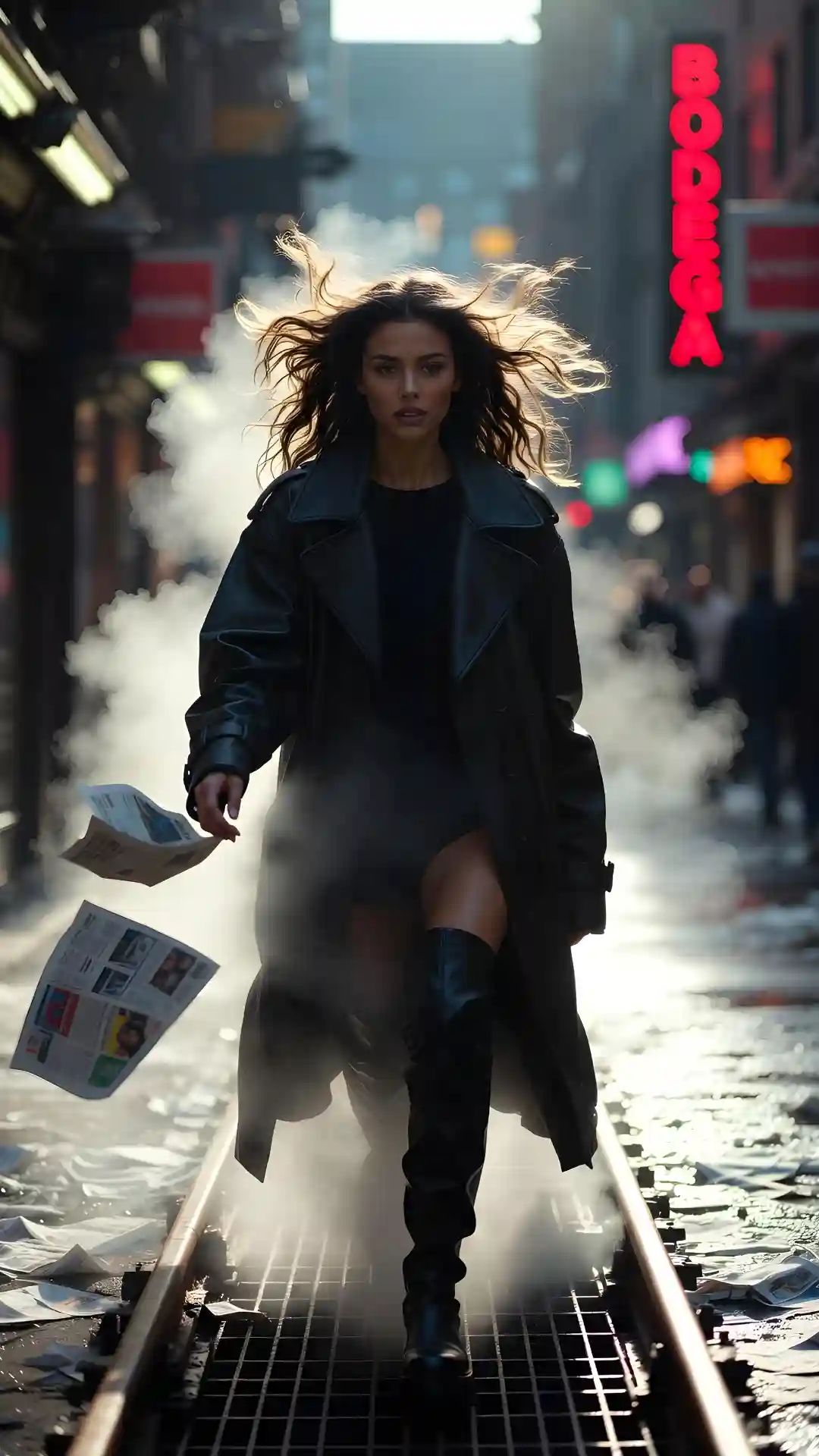 Grok Image AI New York Subway Steam Trench Coat