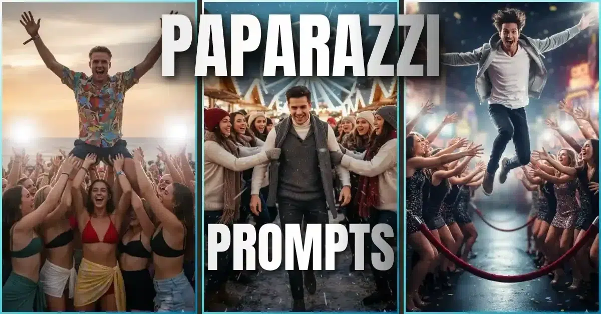 Best Boys Gemini Pro prompts for paparazzi style photos showcasing dynamic group photos and intense paparazzi flash effect.