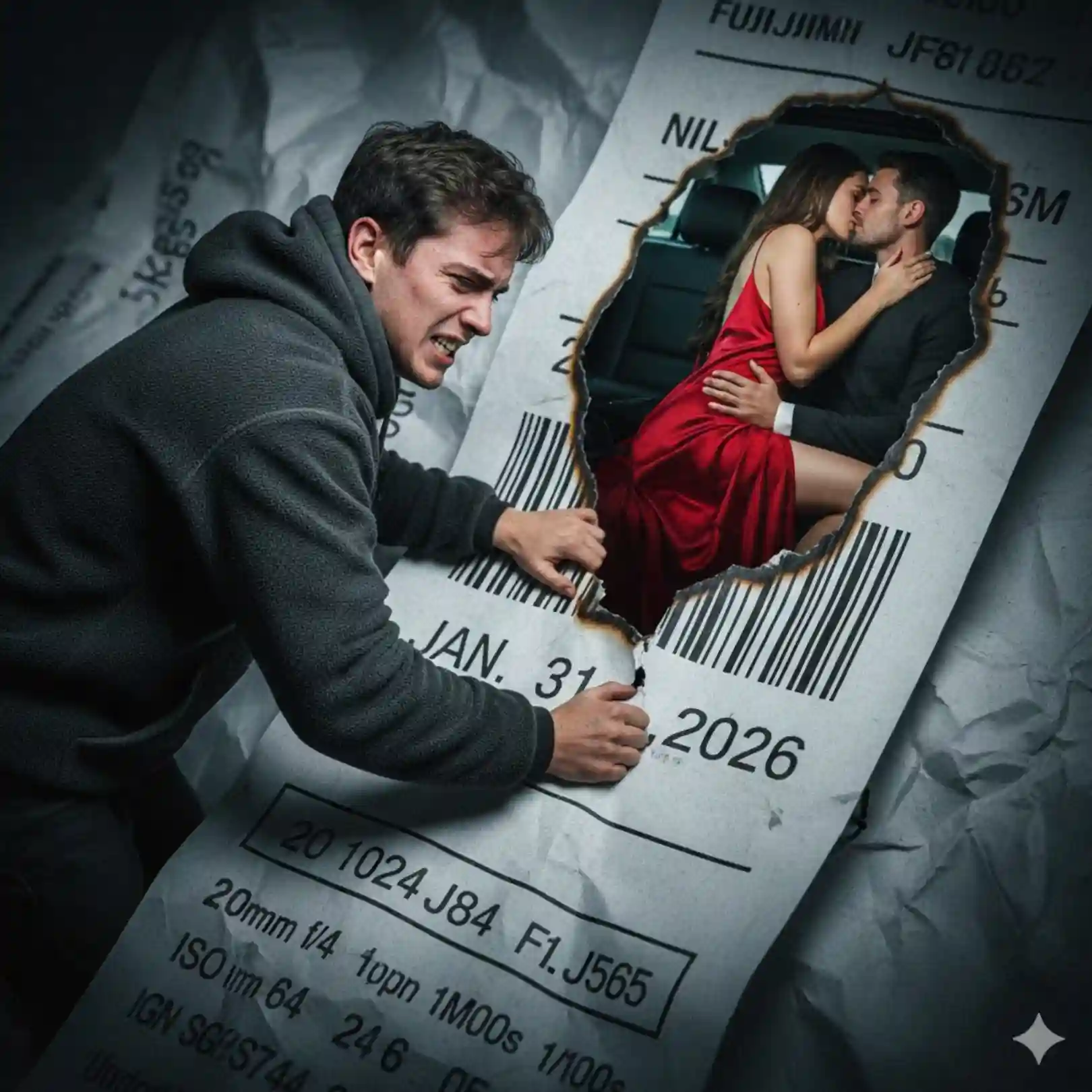 Viral alone boy prompt for Gemini for love failure photo editing, featuring anguish on a crumpled movie ticket stub.